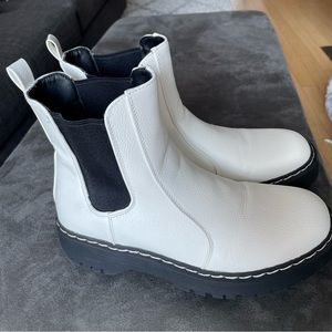 Sincerely Jules White and Black Combat Platform Boots